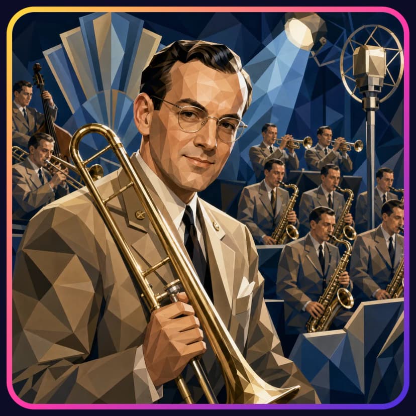 Illustrated portrait of Glenn Miller