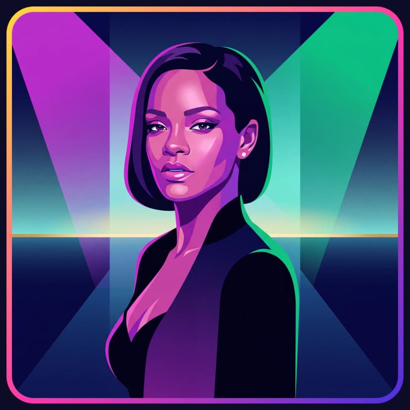Illustrated portrait of Rihanna