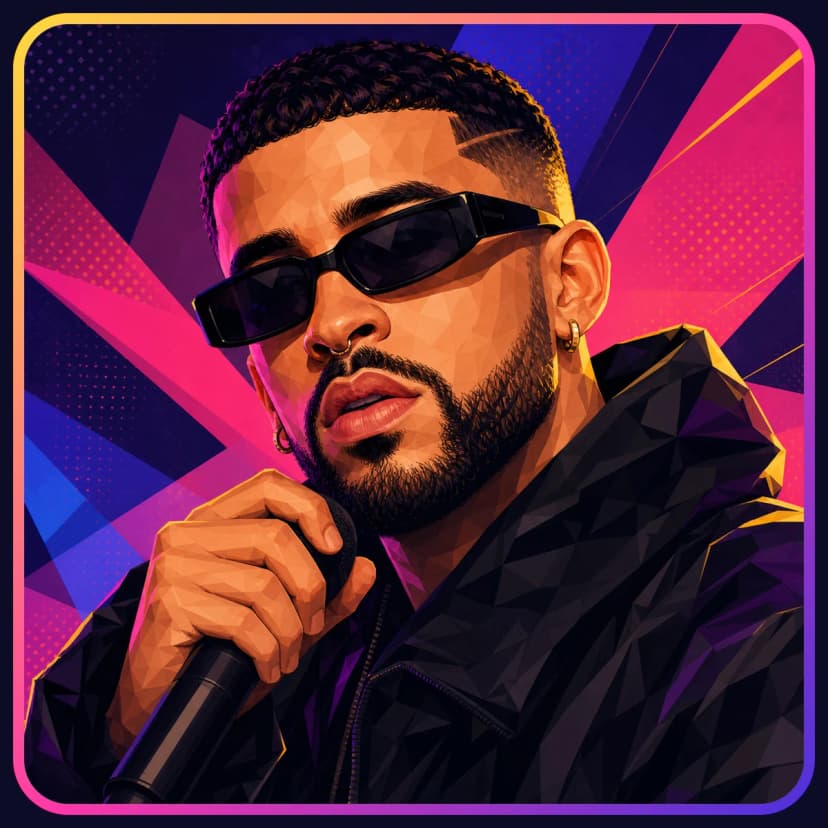 Illustrated portrait of Bad Bunny