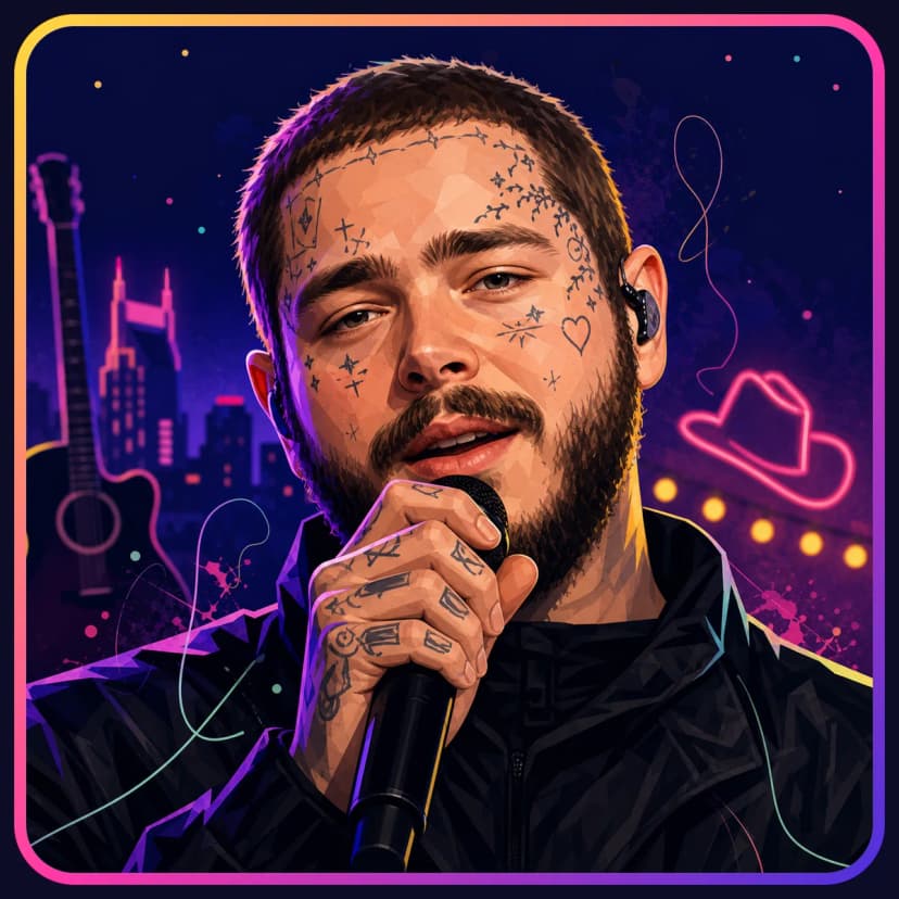 Illustrated portrait of Post Malone