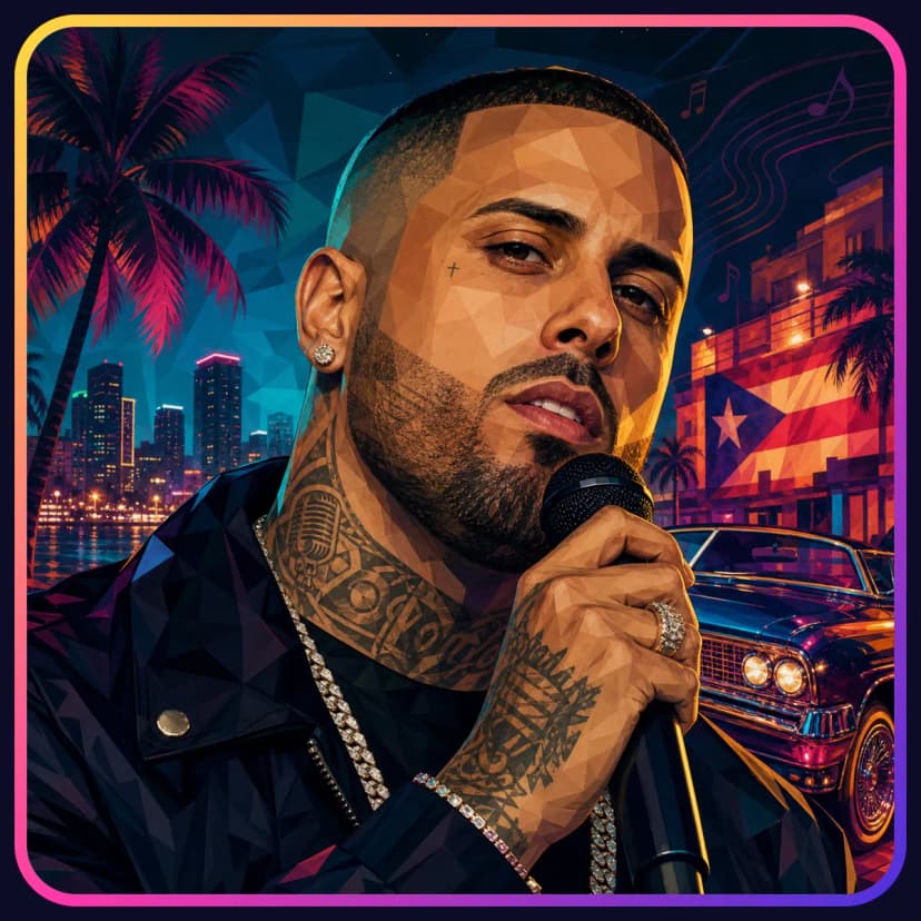 Illustrated portrait of Nicky Jam