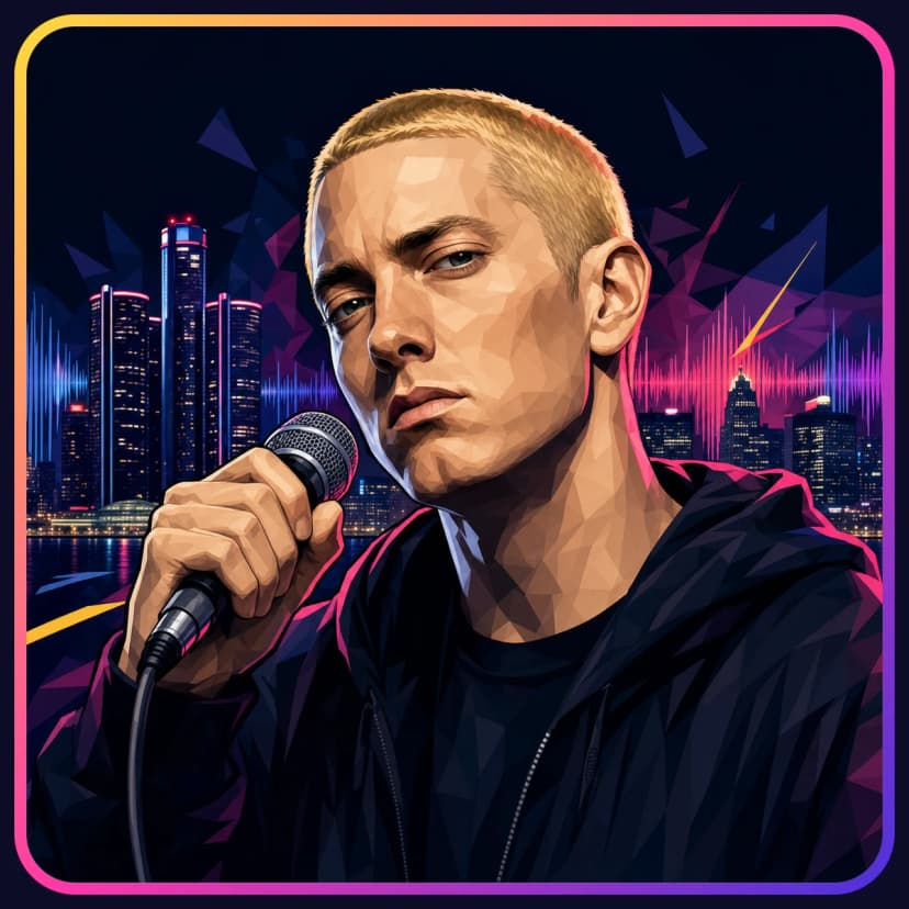 Illustrated portrait of Eminem