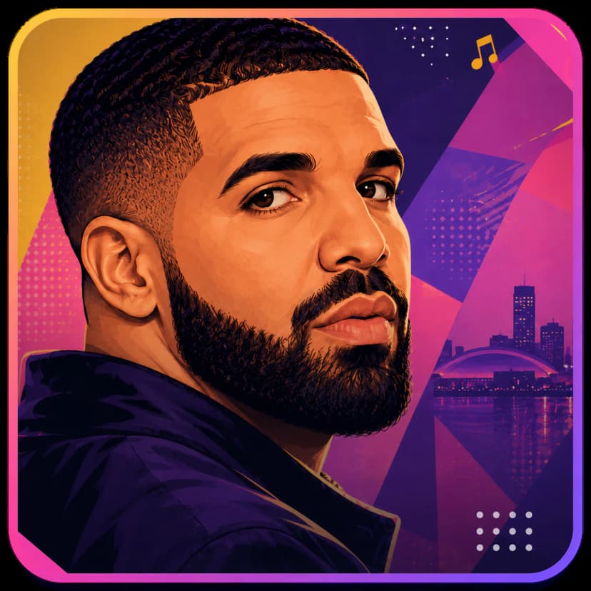 Illustrated portrait of Drake