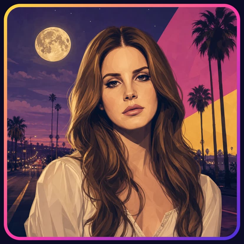 Illustrated portrait of Lana Del Rey