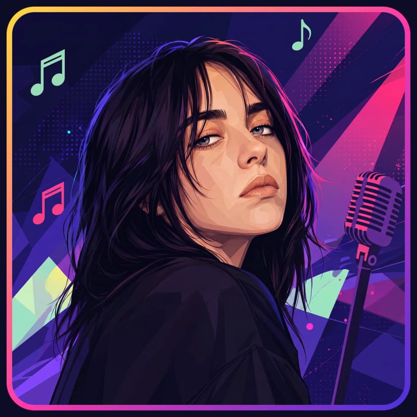 Illustrated portrait of Billie Eilish