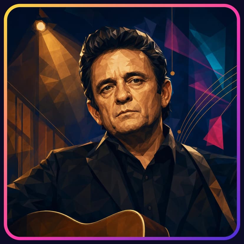 Illustrated portrait of Johnny Cash