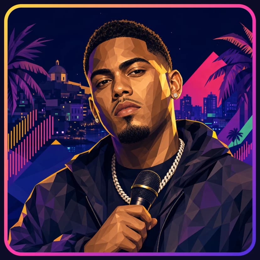Illustrated portrait of Myke Towers