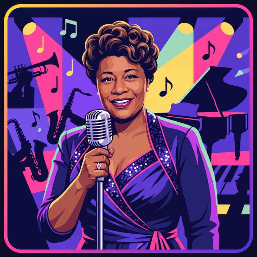 Illustrated portrait of Ella Fitzgerald