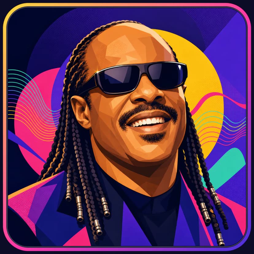 Illustrated portrait of Stevie Wonder