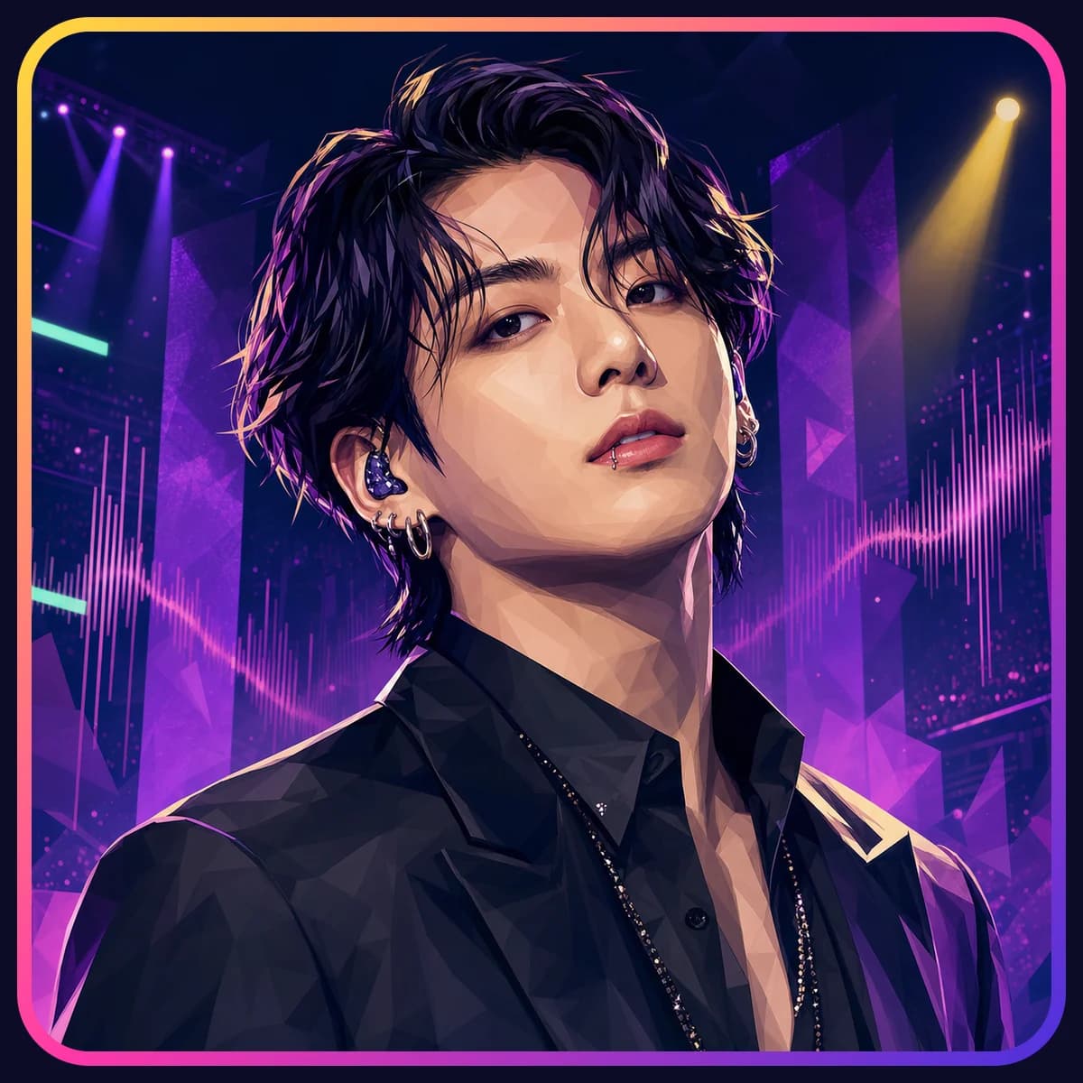 Illustrated portrait of Jungkook