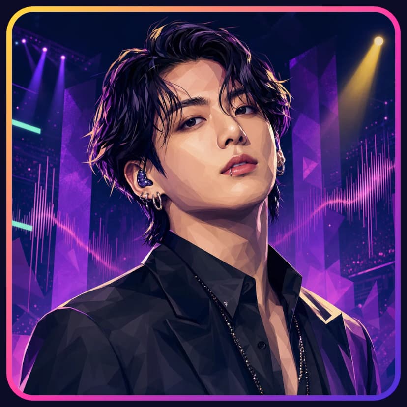 Illustrated portrait of Jungkook