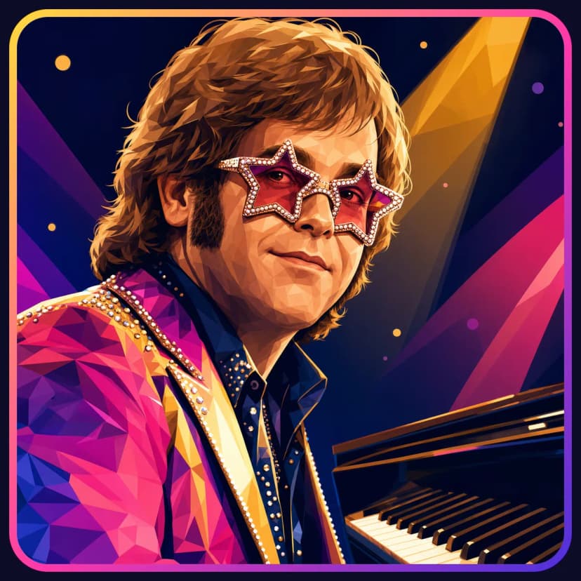 Illustrated portrait of Elton John