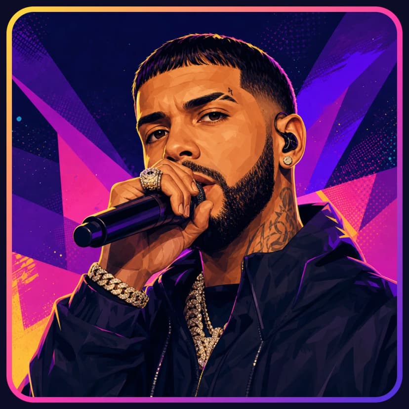 Illustrated portrait of Anuel AA