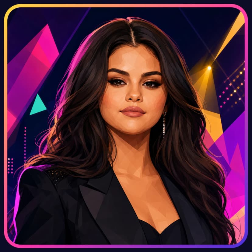 Illustrated portrait of Selena Gomez