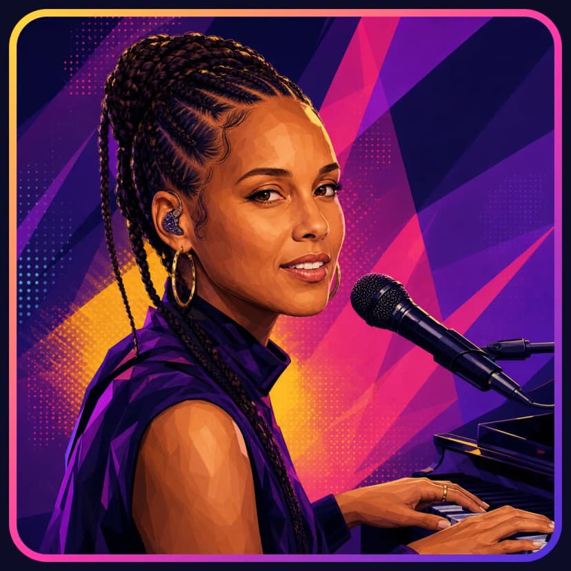 Illustrated portrait of Alicia Keys