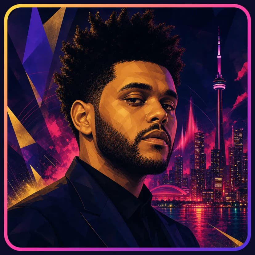 Illustrated portrait of The Weeknd