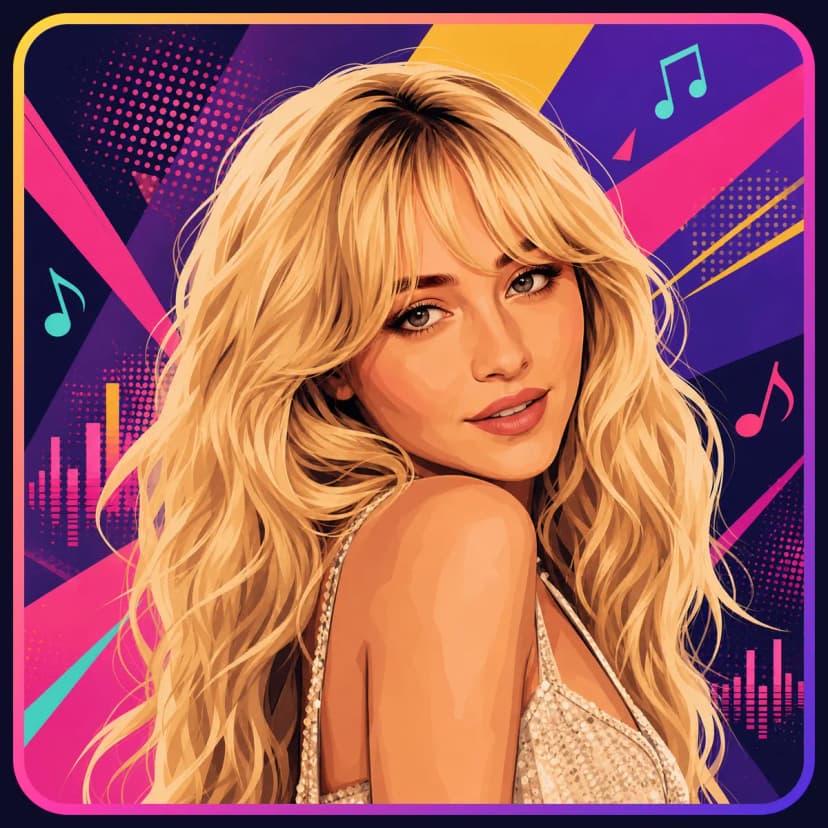 Illustrated portrait of Sabrina Carpenter