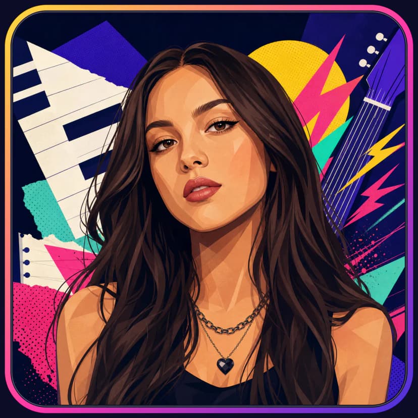 Illustrated portrait of Olivia Rodrigo