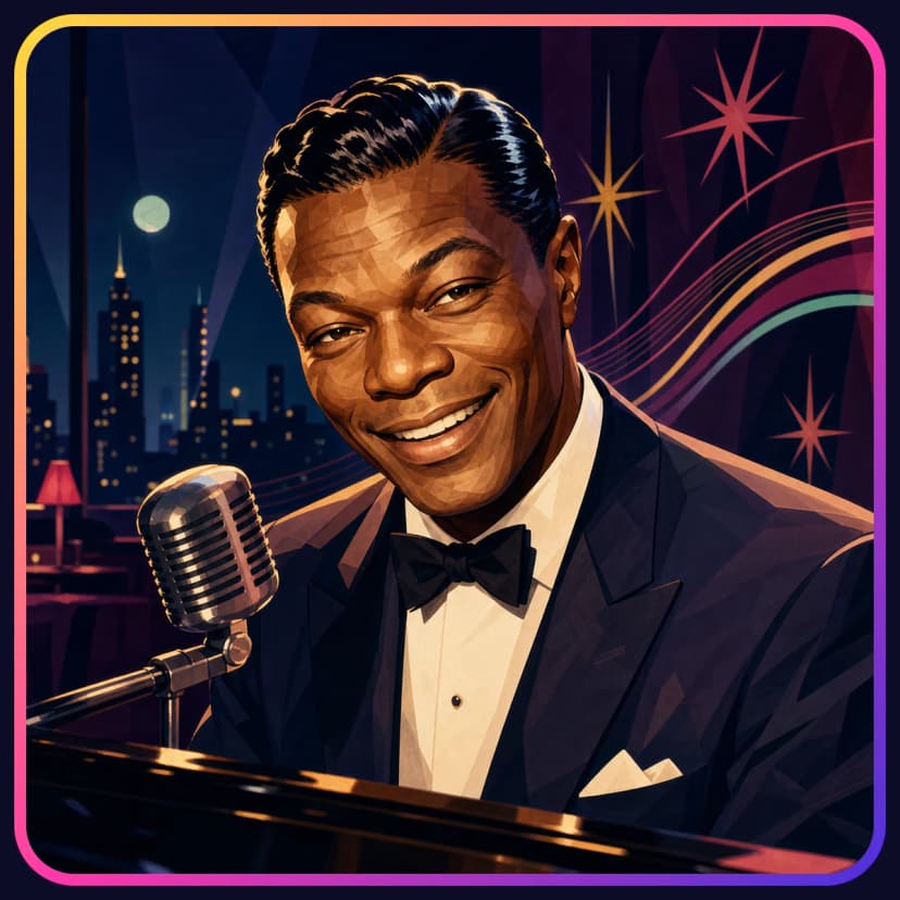 Illustrated portrait of Nat King Cole
