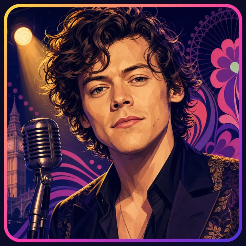 Illustrated portrait of Harry Styles