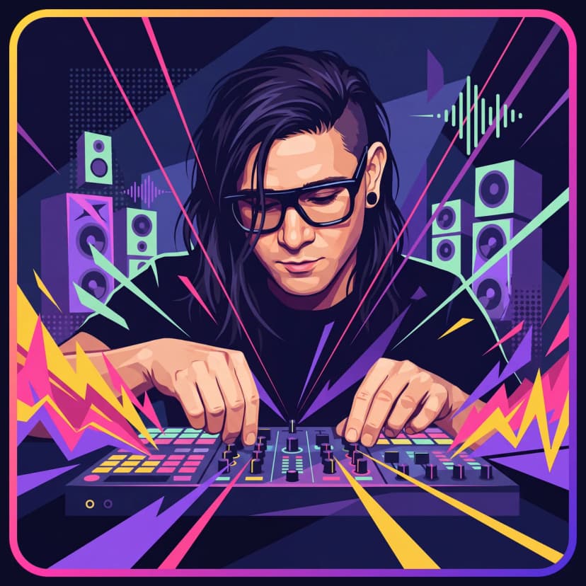 Illustrated portrait of Skrillex