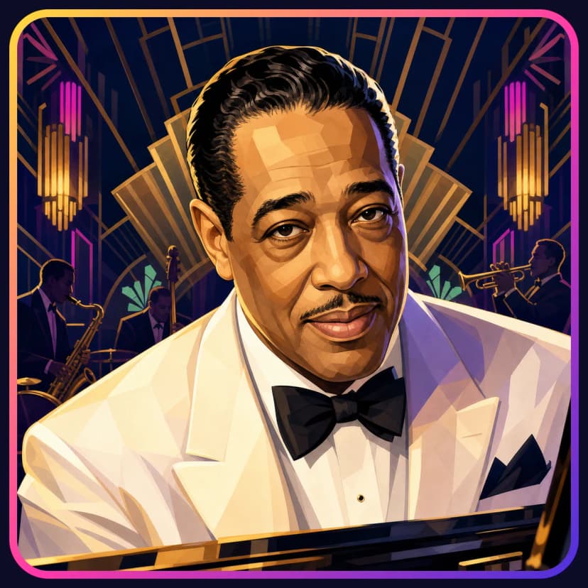 Illustrated portrait of Duke Ellington