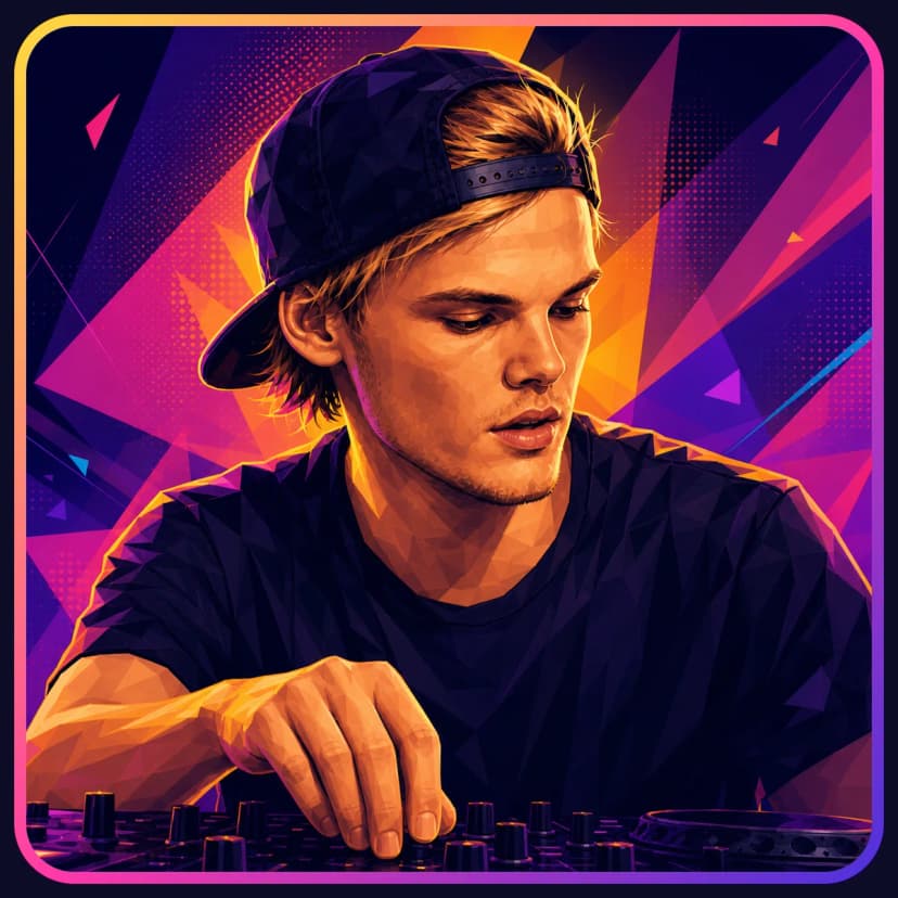 Illustrated portrait of Avicii
