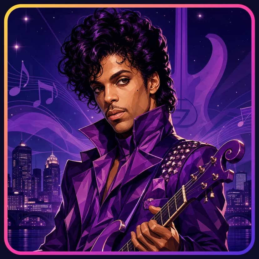 Illustrated portrait of Prince