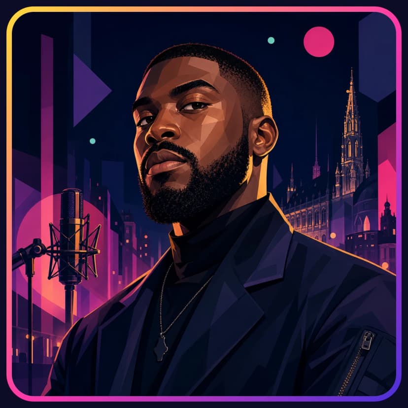 Illustrated portrait of Damso