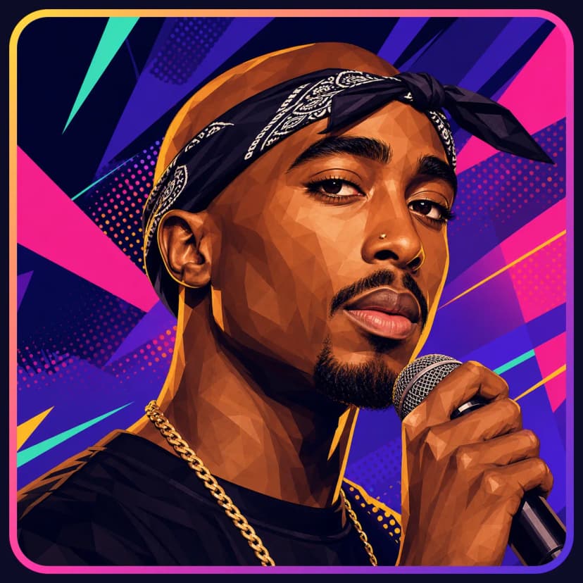 Illustrated portrait of 2Pac