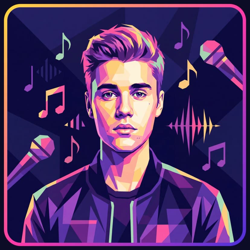 Illustrated portrait of Justin Bieber