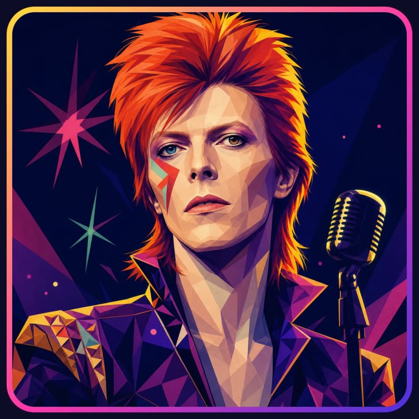 Illustrated portrait of David Bowie