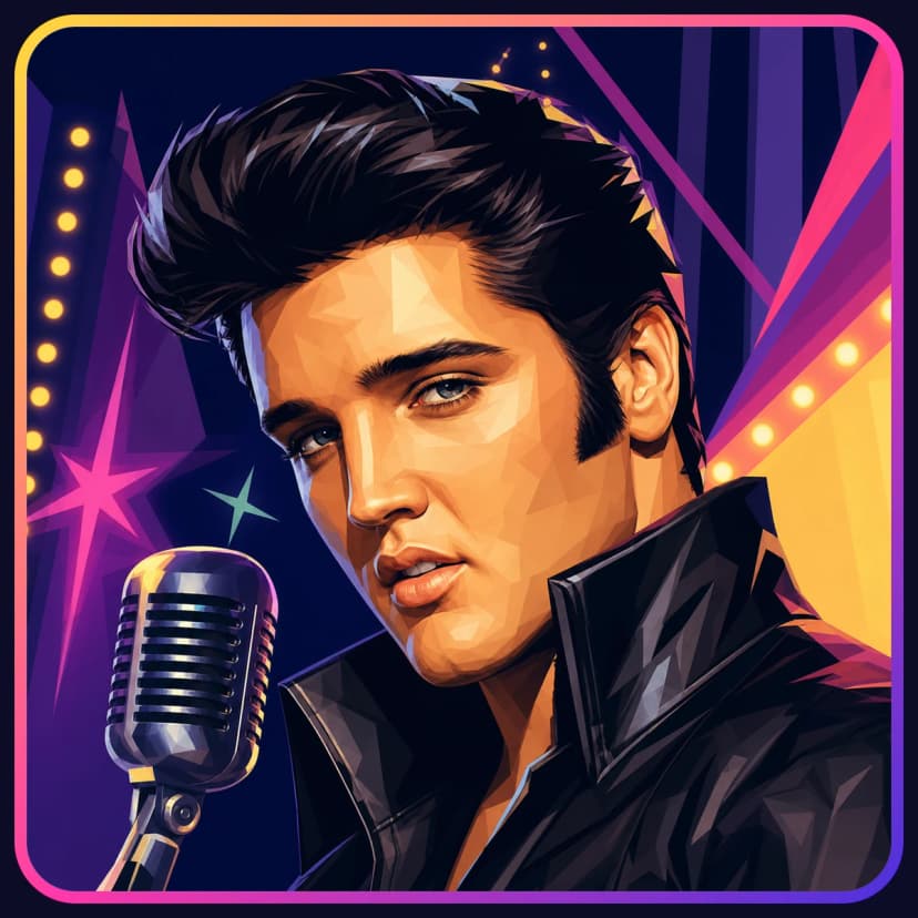 Illustrated portrait of Elvis Presley