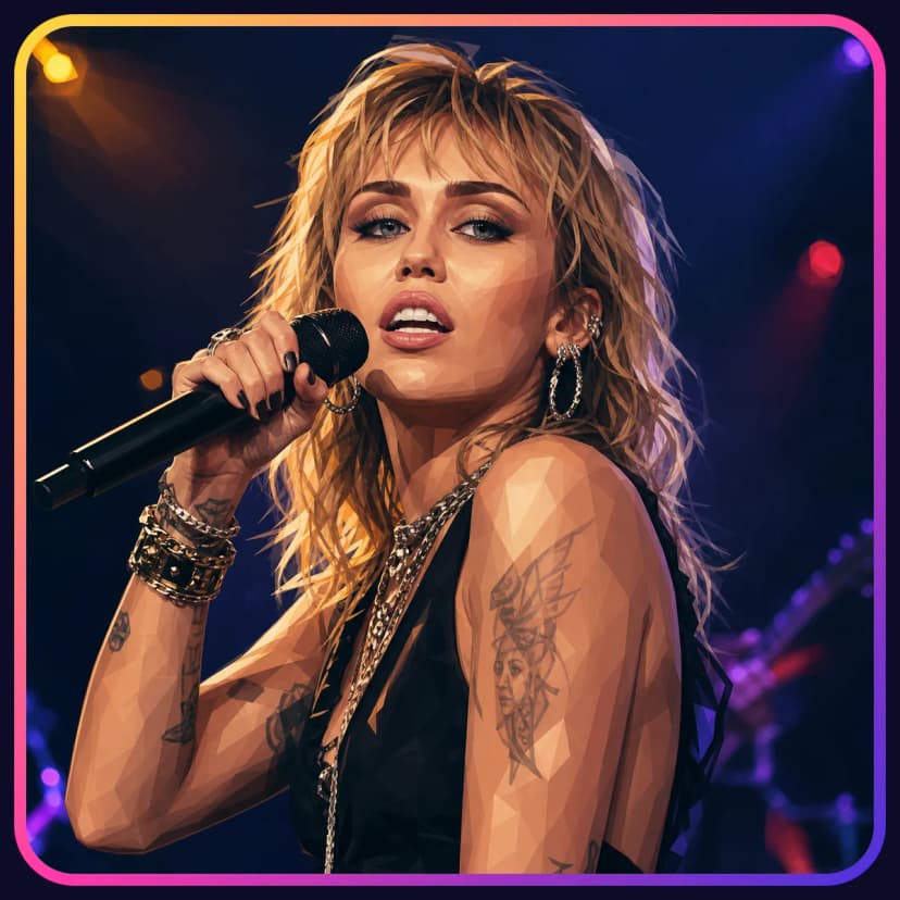 Illustrated portrait of Miley Cyrus