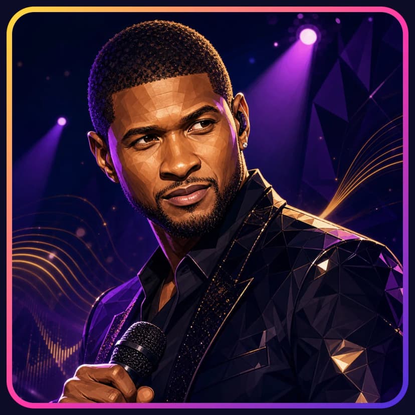 Illustrated portrait of Usher