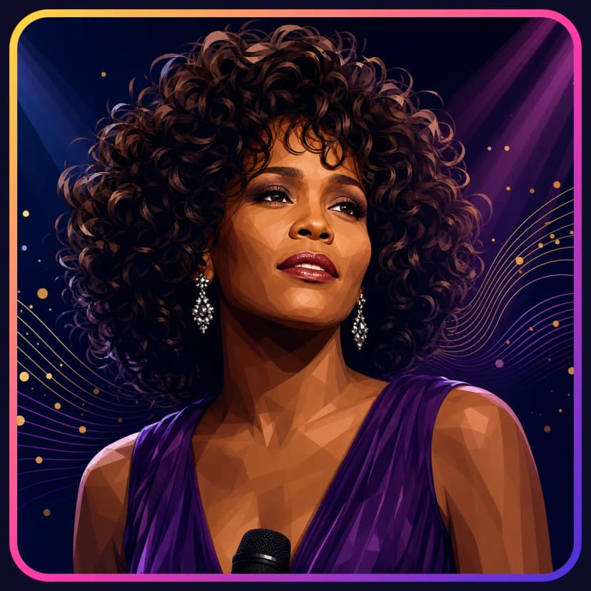 Illustrated portrait of Whitney Houston