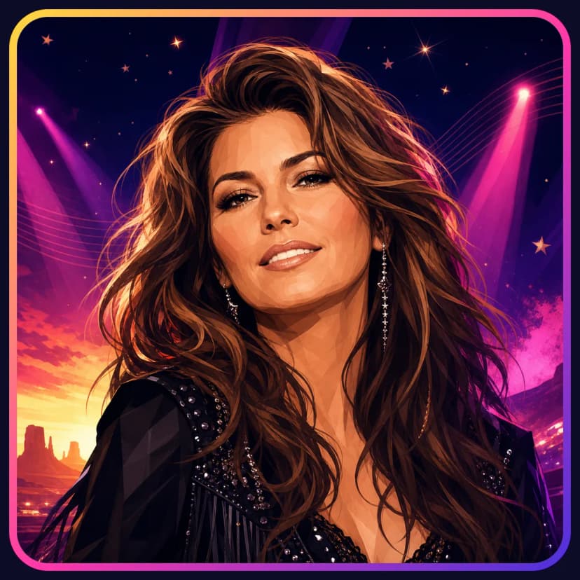 Illustrated portrait of Shania Twain