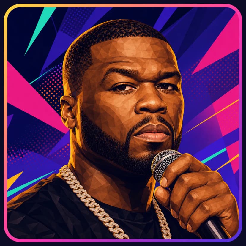 Illustrated portrait of 50 Cent