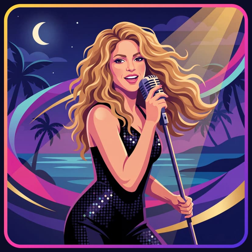 Illustrated portrait of Shakira