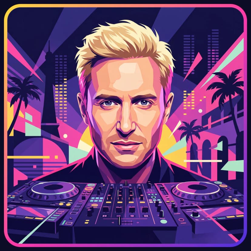Illustrated portrait of David Guetta