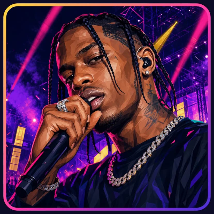 Illustrated portrait of Travis Scott