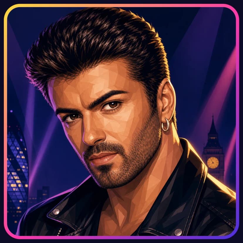 Illustrated portrait of George Michael