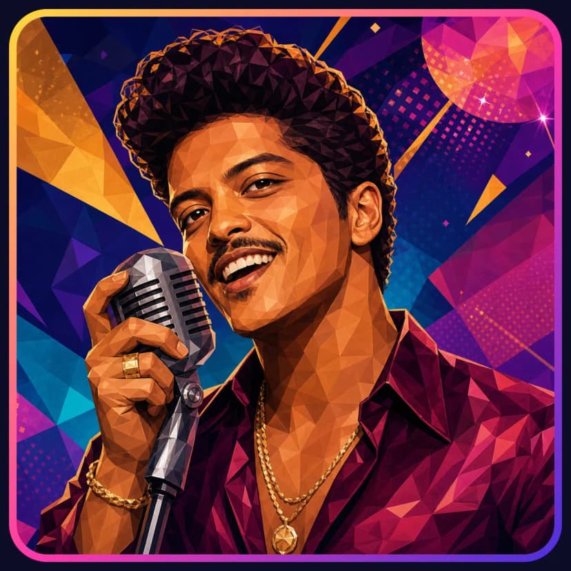 Illustrated portrait of Bruno Mars
