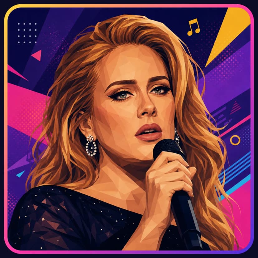 Illustrated portrait of Adele