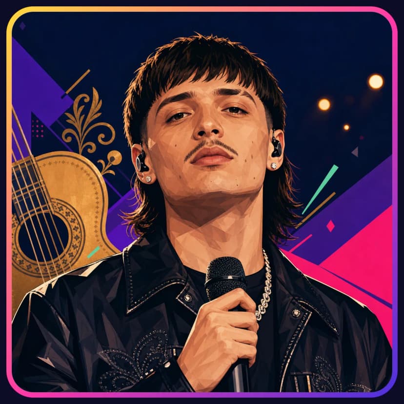 Illustrated portrait of Peso Pluma