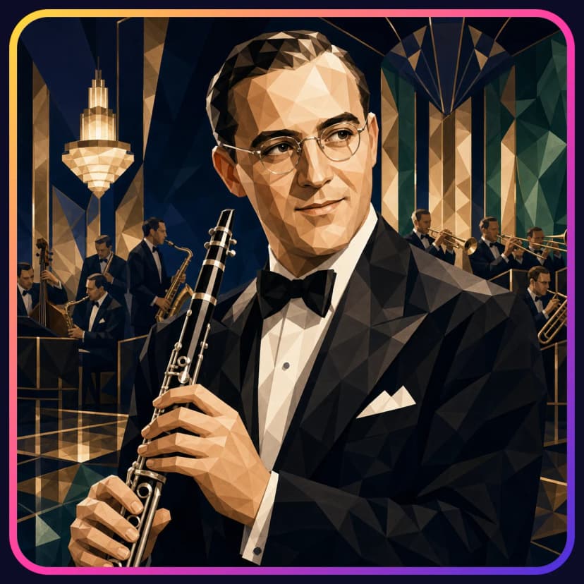 Illustrated portrait of Benny Goodman